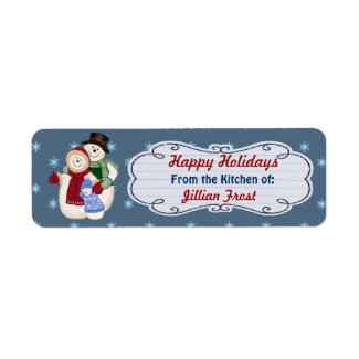 Happy Holidays Snow Family kitchen Gift Labels. label