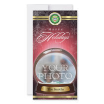 Happy Holidays Snow Globe Customized Photo Card