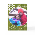 Happy Holidays Snowflake Card - Green