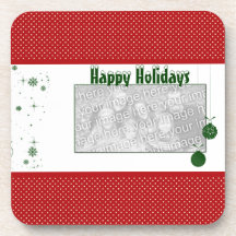 Happy Holidays Snowflake Ornaments Photo Coaster