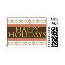 Happy Holidays Snowflake Pink and Brown Stamp