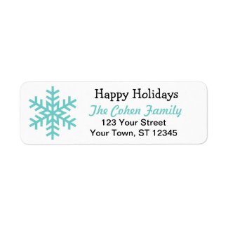 Happy Holidays snowflake return address label