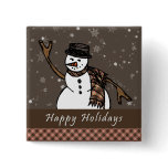 Happy Holidays Snowman (Brown Version) Pin
