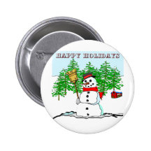Happy Holidays - Snowman Button