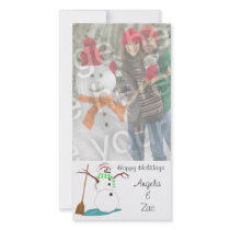 Happy Holidays Snowman Customizable Photo Card photo cards