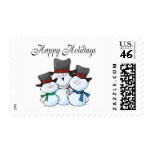 Happy Holidays Snowman Family Postage