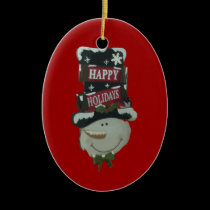 Happy Holidays Snowman Ornament ornaments