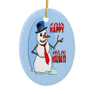 Happy Holidays Snowman Oval Ornament ornament