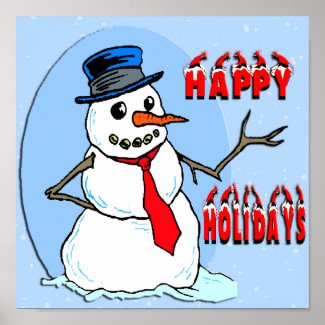 Happy Holidays Snowman Poster