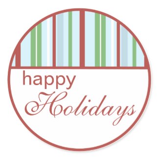 Happy Holidays Striped Christmas Stickers sticker