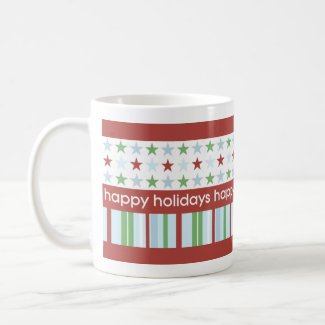 Happy Holidays Stripes and Stars Mug mug