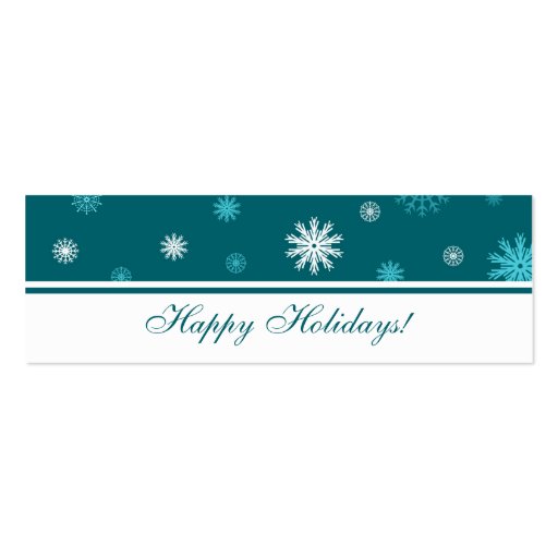 Happy Holidays Teal Snowflakes Gift Tags Business Cards (back side)
