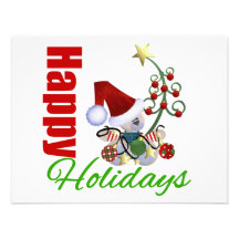 Happy Holidays Teddy Bear and Christmas Tree Personalized Invitation