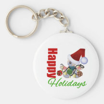Happy Holidays Teddy Bear Keychains