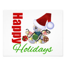 Happy Holidays Teddy Bear Personalized Invite