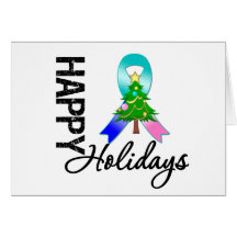 Happy Holidays Thyroid Cancer Awareness Greeting Card