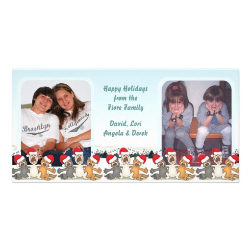 Happy Holidays Town Cats Singing Photo Card