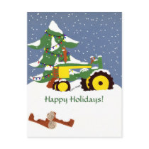 Happy Holidays! Tractor Postcard