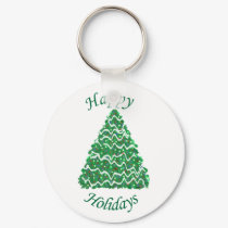 Happy Holidays Tree Green keychains