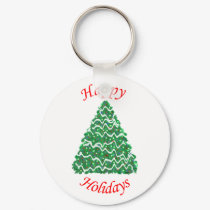 Happy Holidays Tree Red keychains