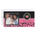 Happy Holidays Unique Pink & Black Holly photo cards by celebrateitinvites Happy Holidays Unique Pink & Black Holly photo cards