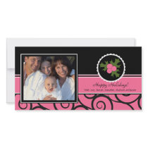 Happy Holidays Unique Pink & Black Holly photo cards by celebrateitinvites Happy Holidays Unique Pink & Black Holly photo cards