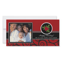 Happy Holidays Unique Red & Black Holly photo cards by celebrateitinvites Happy Holidays Unique Red & Black Holly photo cards