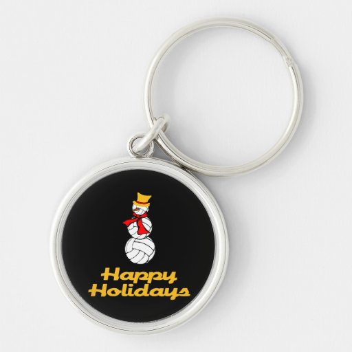 Happy Holidays Volleyball Snowman Keychain