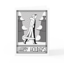 "Happy Holidays" walk in the snow cards
