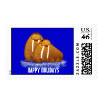 HAPPY HOLIDAYS Walrus Pair Postage Stamp stamps