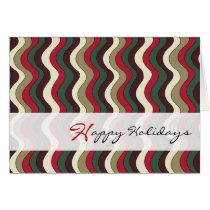 Happy Holidays Wavy Line Design Red Green & Gold Greeting Card