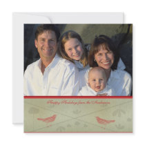 Happy Holidays Whimsical  Red Bird Card Custom Announcements