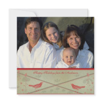 Happy Holidays Whimsical  Red Bird Card Personalized Announcement