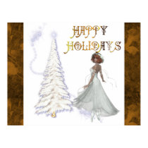 Happy Holidays - White Dancer & White Tree Print
