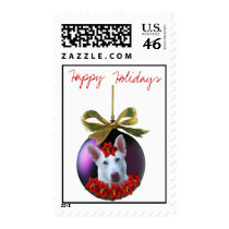 Happy Holidays White Shepherd Christmas Ornament postage