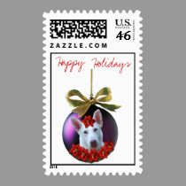 Happy Holidays White Shepherd Christmas Ornament postage by coastalwgs Happy Holidays White Shepherd Christmas Ornament postage