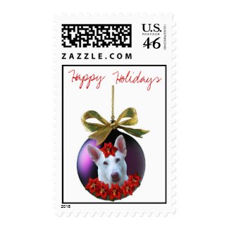 Happy Holidays White Shepherd Christmas Ornament stamp