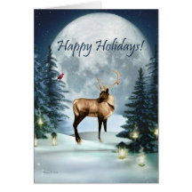 Happy Holidays Winter Deer Holiday Card