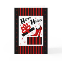 Happy Holidays! With Funky Shoe Boot And Gift Box cards