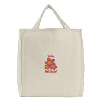 Happy Holidays with Poinsettias Embroidered Bag embroidered bags by Stitchbaby Happy Holidays with Poinsettias Embroidered Bag embroidered bags