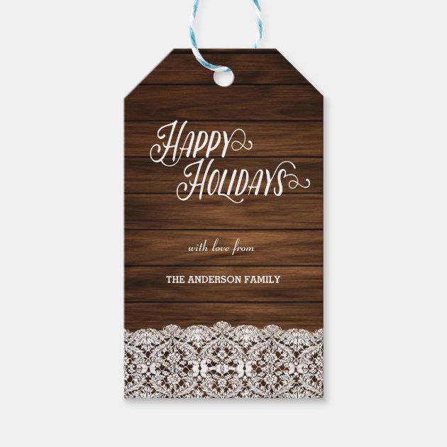 Happy Holidays wood gift tags Pack Of Gift Tags