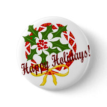 Happy Holidays wreath buttons by marcya7 Happy Holidays wreath buttons