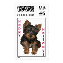 Happy Holidays Yorkie Stamp