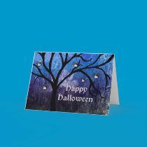 Happy Holloween Spider Tree Card