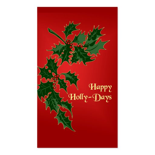 Happy Holly-Days Christmas Gift Tags Business Card Templates