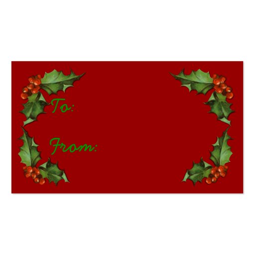 Happy Holly-Days Christmas Gift Tags Business Card Templates (back side)