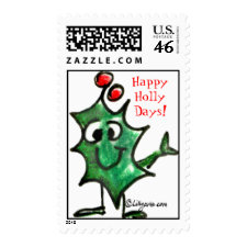 Happy Holly Days Holiday Postage Stamps