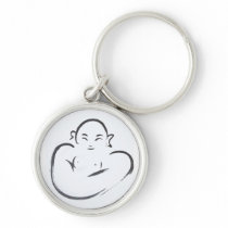 Happy Hotei Buddha Ink Brush Design keychains