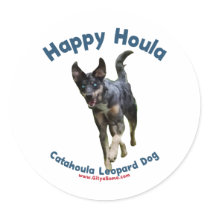 Happy Houla Dog Round Stickers