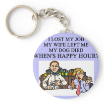 HAPPY HOUR beer joke Key Chains